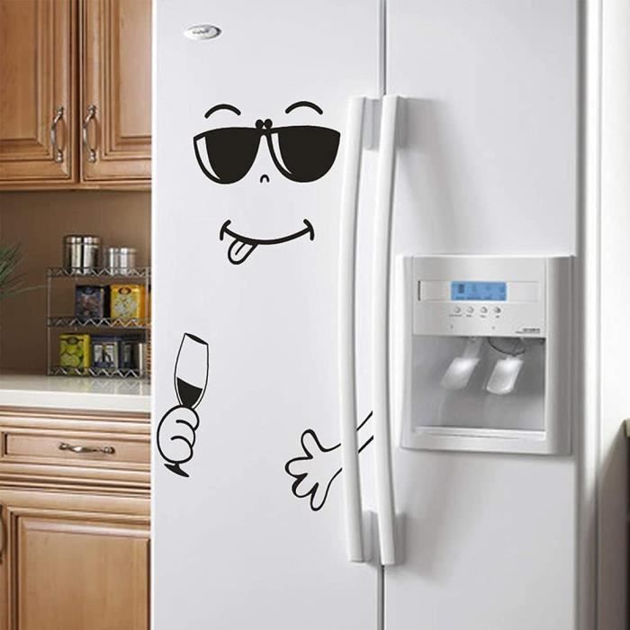 Autocollant réfrigérateur délicieux visage Autocollant frigo sourire  Nouveaux autocollants mignons mode Stickers muraux pour A394 - Cdiscount  Maison