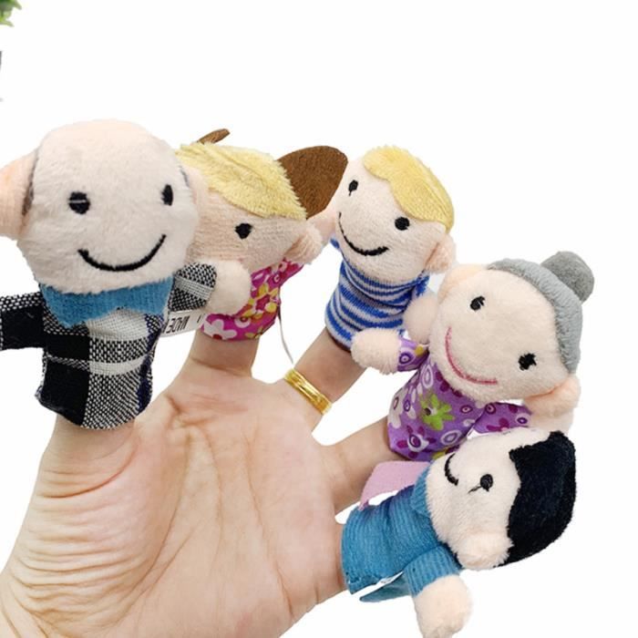 Ensemble de marionnettes à main 11,8 pouces Membres de la famille  Marionnettes Marionnettes à main en peluche douce Mère, père, fils, fille  et