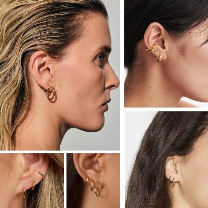 Boucles D'oreilles Créoles En Argent 925 - Mini Fleurs Avec Oxyde De Zirconium - Pour Femmes/filles, Hypoallergénique, Cadeau