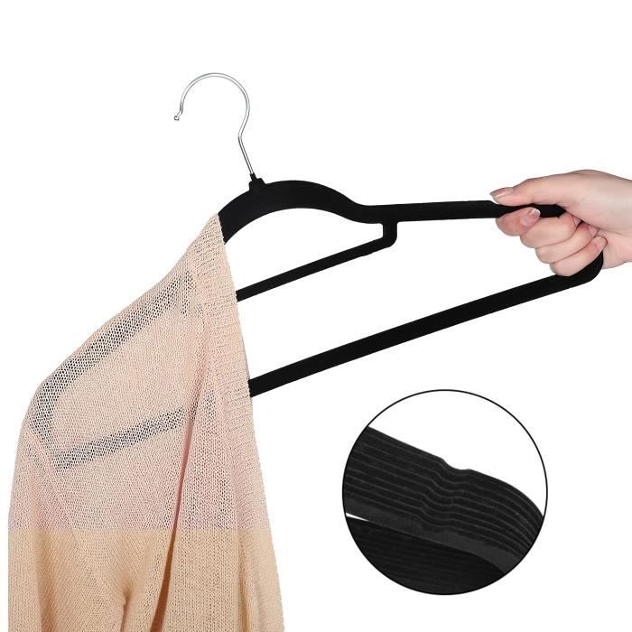 Lot De 20 Cintres Velours Noir House Day - Antidérapants Fins Avec Crochet 360° Pour Vêtements