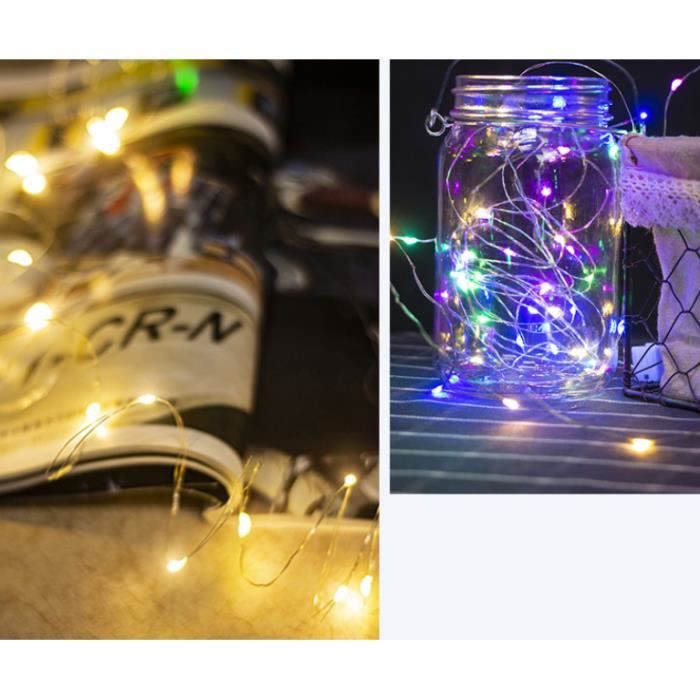 6 bocaux lumineux décoratifs avec guirlande à LED blanc chaud