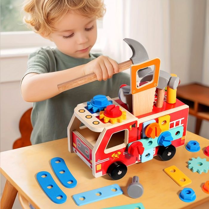 Nene Toys Camión de Bomberos de Madera – Juguete Educativo Magnético para Niños desde 2 Años – Escalera Giratoria 360°, Mangueras Magnéticas, Hidrante, Bomberos & Dálmata, Regalo Montessori Madera FSC Nene Toys Camión de Bomberos de Madera – Juguete Educativo Magnético para Niños desde 2 Años – Escalera Giratoria 360°, Mangueras Magnéticas, Hidrante, Bomberos & Dálmata, Regalo Montessori Madera FSC