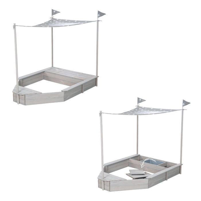 2 en 1 bac à sable de balcon et cuisine de jeu - Certifié FSC® - Bois massif lasuré brun 2 en 1 bac à sable de balcon et cuisine de jeu - Certifié FSC® - Bois massif lasuré brun