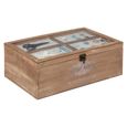 Boîte à Couture Atmosphera Folk - Bois Décoré Avec Tiroir - 25x17x13.4 Cm