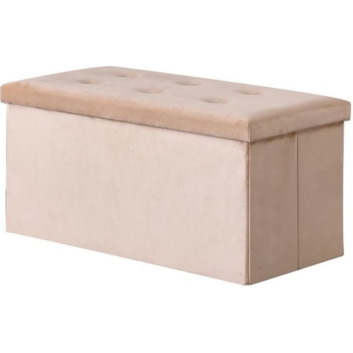 Coffre de Rangement Pouf Pliable VELOURS 76cm beige Cdiscount Maison