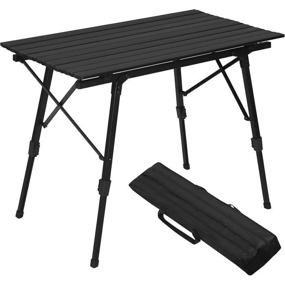 COSTWAY Table de Camping Pliante en Bambou à Latte Enroulable, Table Pliante  Extérieure Charge Max 50kg