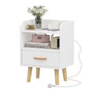 Table de chevet 1 tiroir et niche de rangement - VIVOLILV - Avec prise et USB - Blanc - L 40 x P 30 x H 55 cm