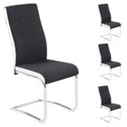 IDIMEX Lot de 4 chaises de salle à manger ou cuisine ALBA avec assise rembourrée et piètement chromé, revêtement en tissu noir et blanc