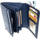 Porte monnaie femme cuir véritable zip, portefeuille, compagnon, 12 cartes, billet, monnaie, identité, permis -Bleu marine-LOLUNA®