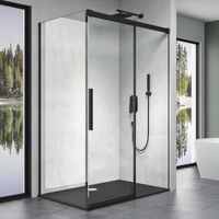 Sogood cabine de douche transparent noir 80x110 paroi de douche avec porte coulissante verre de sécurité Nano Rav12