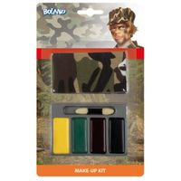 Kit de maquillage Soldat Couleurs Jaune, Vert, Marron et Noir Bandana, pinceau