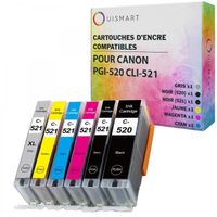 Ouismart® PGI-520 CLI-521 Pack de 6 cartouches pour CANON PGI 520 CLI 521 XL 520XL 521XL encre compatible imprimantes CANON PIXMA