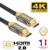 Câble HDMI 2.0 4K 2M,Haute Vitesse 60HZ 18Gbps Nylon Compatible avec PS5, PS3, PS4, PC, Projector, 4K UHD TV/HDTV, Xbox