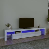vidaXL Meuble TV avec lumières LED Blanc brillant 215x36,5x40 cm 3152798
