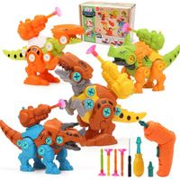 Dreamon – Dinosaures à Construire (4 Modèles) – Perceuse électrique Incluse – Boîte De Rangement – Dès 3 Ans – Cadeau STEM