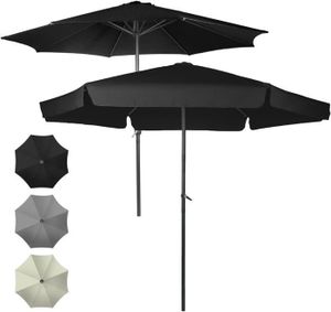 PARASOL Noir ® Parasol – Ø 250/300 cm, manivelle, imperméable, choix de couleurs, balcon, terrasse, jardin – Parasol déporté de