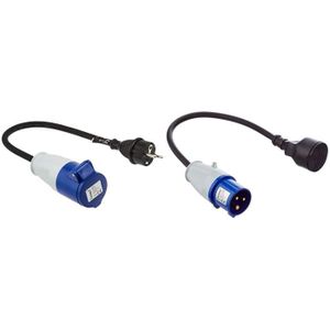RALLONGE 40 cm Adaptor Cable Schuko Plug to CEE Socket & ECEEC3M Câble Adaptateur avec Prise mâle vers fiche CEE, 40 cm de Longeur A352