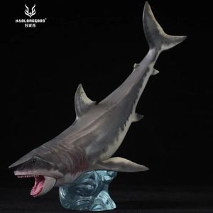 FIGURINE - PERSONNAGE HAOLONGGOOD-Requin Megalodon avec Base, Jouet de Vie Maritime pour Garçons, Modèle Animal Préhistre des Prair