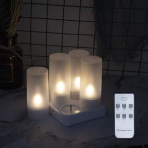 Cold white 6pcs EuroFone Bougies LED sans fil rechargeable Tealight avec support de station de charge