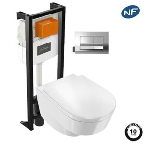 WC - TOILETTES WC suspendu sans bride JACOB DELAFON Odéon Rive Gauche + bâti support + plaque chrome