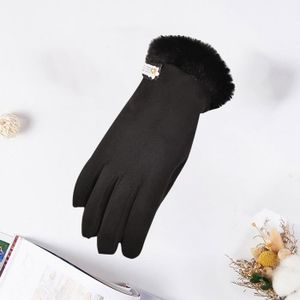 Gants Femmes Demi-Doigts brod/és t/ête de Mort en Daim Hiver Gants de Poignet Chauds Filles Mitaines Cadeau de No/ël
