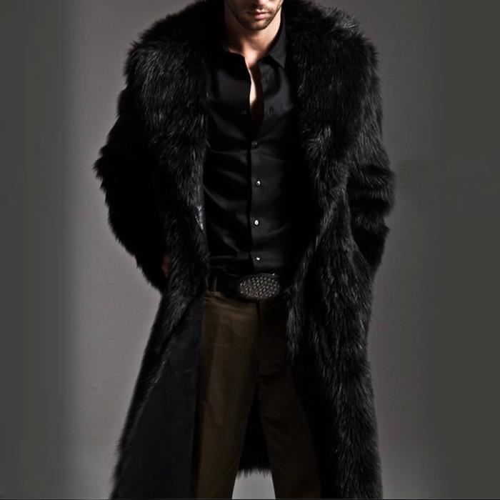 manteau long moumoute noir