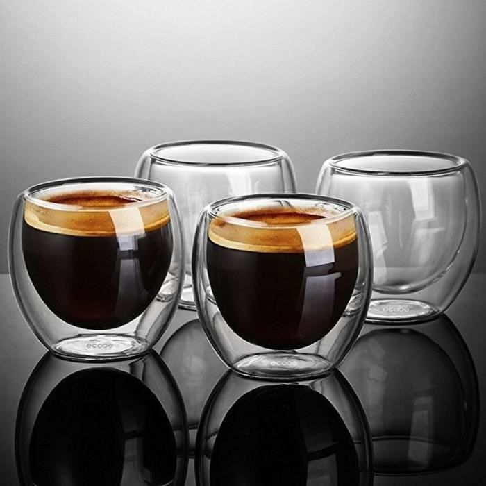 Generic Lot de 2 Tasse à Café - Verres à Espresso à Double Paroi Résistant  avec Poignée - Prix pas cher