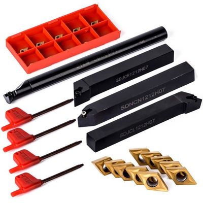 Lot 4 Barres D'Alésage Tournage CNC + 10 Inserts Carbure CCMT060204 - Outils Métal Précis Pour Semi-Finition & Finition (S06K/S07K/S08K/S10K)