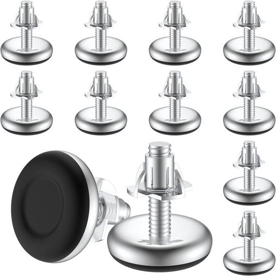 Lot De 4 Niveleurs De Billard Juwaacoo - Pieds De Table Métal 12,7 Cm Réglables Noir Et Argent