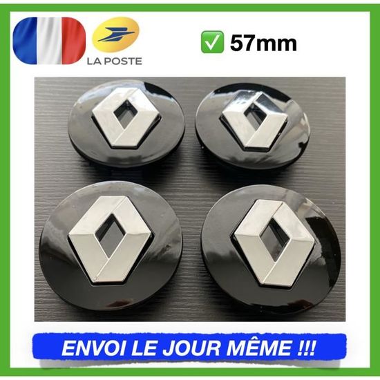 Caches moyeux Renault - Centres de roues x 4 - Diamètre 57 mm pour