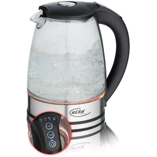 Bouilloire électrique En Verre Ecosa - 1,8 L, 2200 W - Réglage Température (40-100°C) - Maintien Au Chaud, écran LED - Sans BPA