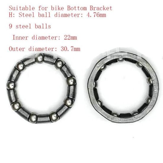 Albedel Lot de 5 jeux de 10 types de roulements à billes pour vélo - Accessoires de réparation de manivelle à cage de 4 mm à 8 mm
