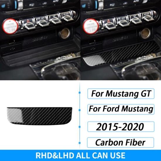 Garniture Intérieure Fibre Carbone Pour Ford Mustang 2015-2018 - Panneau Décoratif Noir - Pose Adhésive - 6