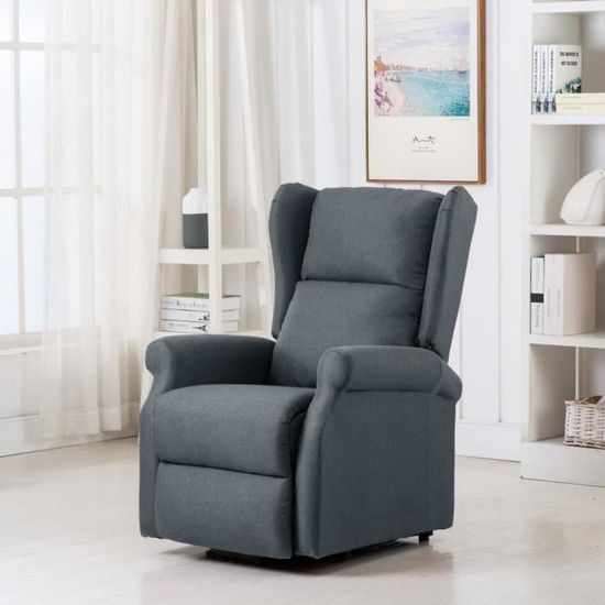 MPO Fauteuil Salon inclinable Fauteuil Relax - Fauteuil Relaxation Gris clair Tissu @762975