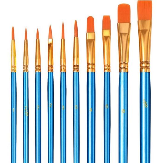Classicseali Lot de 10 pinceaux éventail pour peinture acrylique, aquarelle avec long manche en bois et poils en nylon de qualité supérieure, 5 tailles de pinceaux éventails pour projets artistiques Classicseali Lot de 10 pinceaux éventail pour peinture acrylique, aquarelle avec long manche en bois et poils en nylon de qualité supérieure, 5 tailles de pinceaux éventails pour projets artistiques