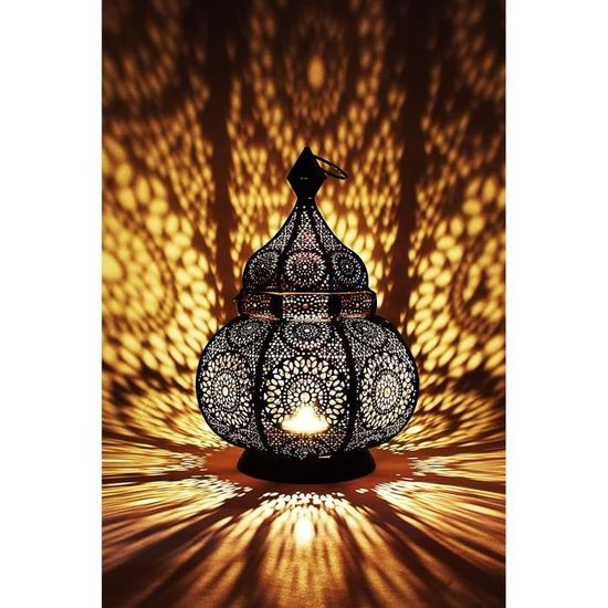 Petite Lanterne marocaine en métal Ziva 30cm noir | Photophore marocain pour l’extérieur au jardin ou l’intérieur sur la tabl 56
