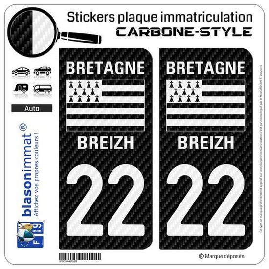 Autocollant Sticker Numéro 22 Hermine (Côtes-d'Armor) Pour Voiture - Neuf Sous Blister