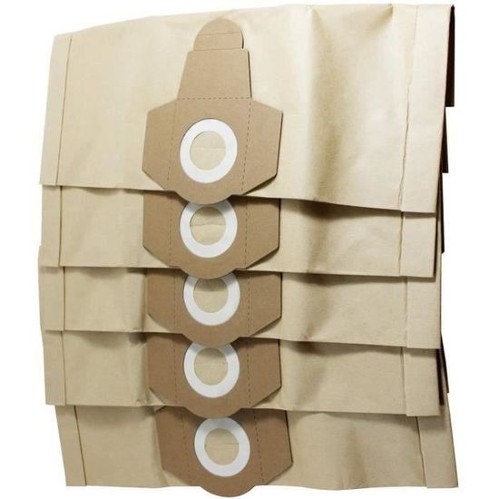 Lot 5 Sacs Filtrants Tissu Einhell BT-VC TE-VC AS 1100 Inox NTS - Compatible Aspirateurs