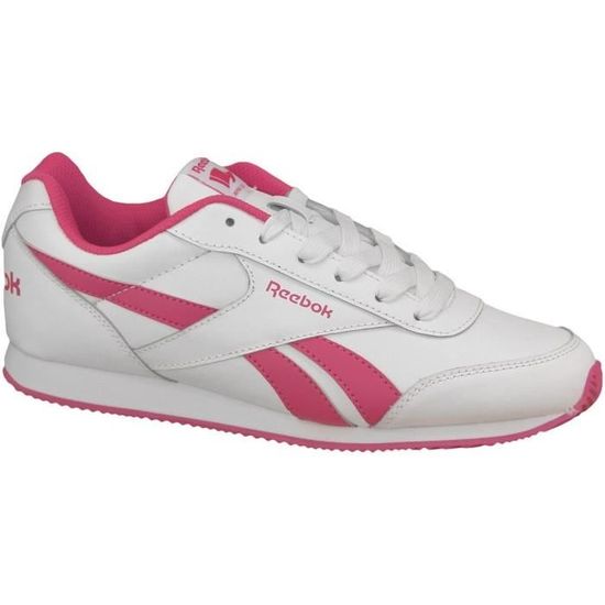 Baskets Femme REEBOK Royal CL Jogger 2 V70489 Cuir Blanc et Rose Lacets Blanc rose Cdiscount Chaussures