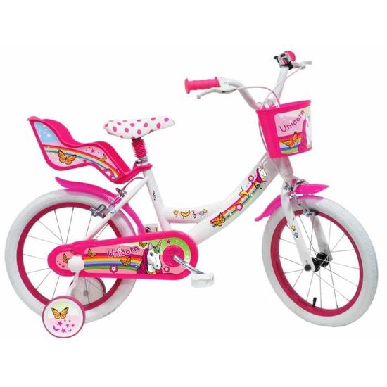 Vélo Fille Unicorn 16" - Mickey Mouse - Rose - Acier - 16" - Vélo loisir - Enfant - Occasionnel