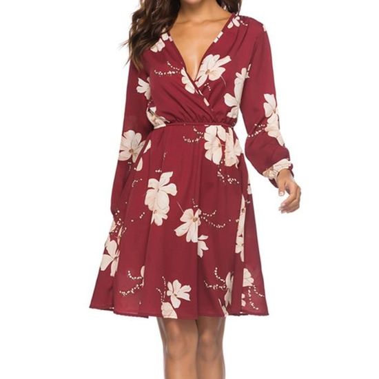 AmzBarley Robes Femmes élégante à Manches Longues Robe bohème Femme ...