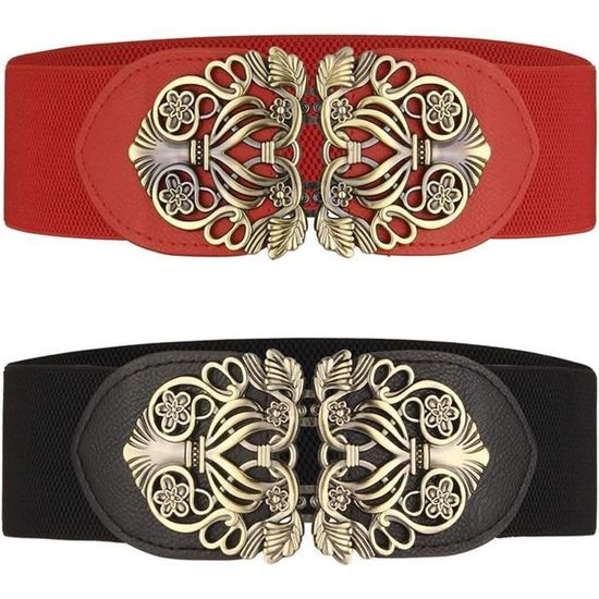Ceinture Élastique Large Pour Femmes Tenorbass - Boucle 8 Vintage, Taille Adjustable, 8 Couleurs - PU Souple