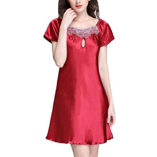 Pyjama Femme Manches Courtes En Coton - Imprimé Rayures, Col Rond | Nuisette Décontractée été | Grande Taille