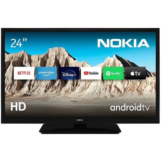 Téléviseur Smart TV NOKIA 24" HD, 60cm, 3 X HDMI et 2 X USB, WIFI, Bluetooth, Dolby, Android TV, Netflix, Apple TV, Chromecast.