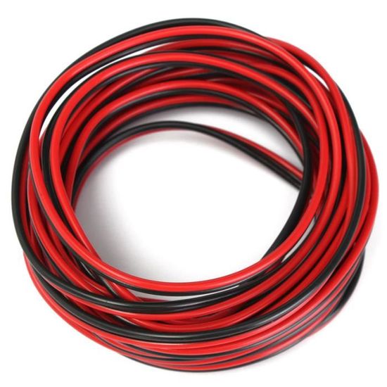 Câble Pour Enceintes Wentronic 25 M - 2x0,5 Mm, Rouge/noir, épaisseur 1 Mm, Pour Installations Audio Domestiques