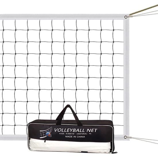 Filet Volley-Ball AEUNIV 9,5x1 M - Avec Câble Acier Pour Plage Ou Jardin