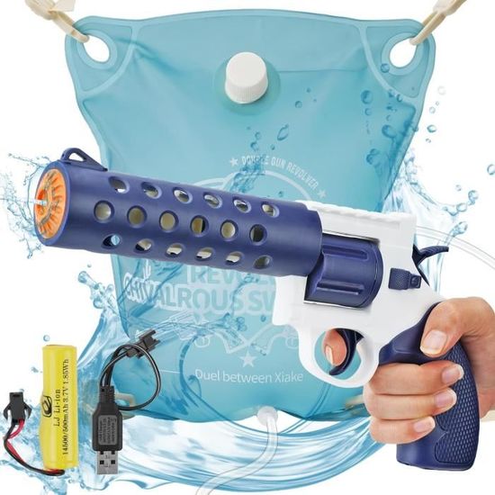 Pistolet à Eau électrique Automatique - Longue Portée - Grande Capacité - Lumières LED Activées Par L'eau - Noir Et Bleu