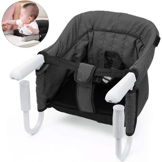 Rehausseur de chaise pour enfant, 10 cm, en tissu Oxford imperméable, avec boucle de sécurité, lavable, démontable, coussin d'assise carré pour la maison, les déplacements (gris