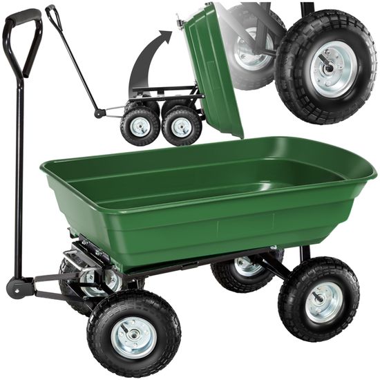 Chariot Pliable Tectake 80 Kg – Jardin, Plage, Camping – Roues 360° + Imperméable + 2 Poches