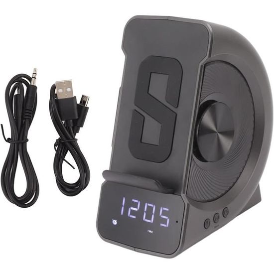 Réveil Bluetooth Avec Radio FM, Horloge Miroir LED, Affichage Température - Double Alarme Pour La Chambre